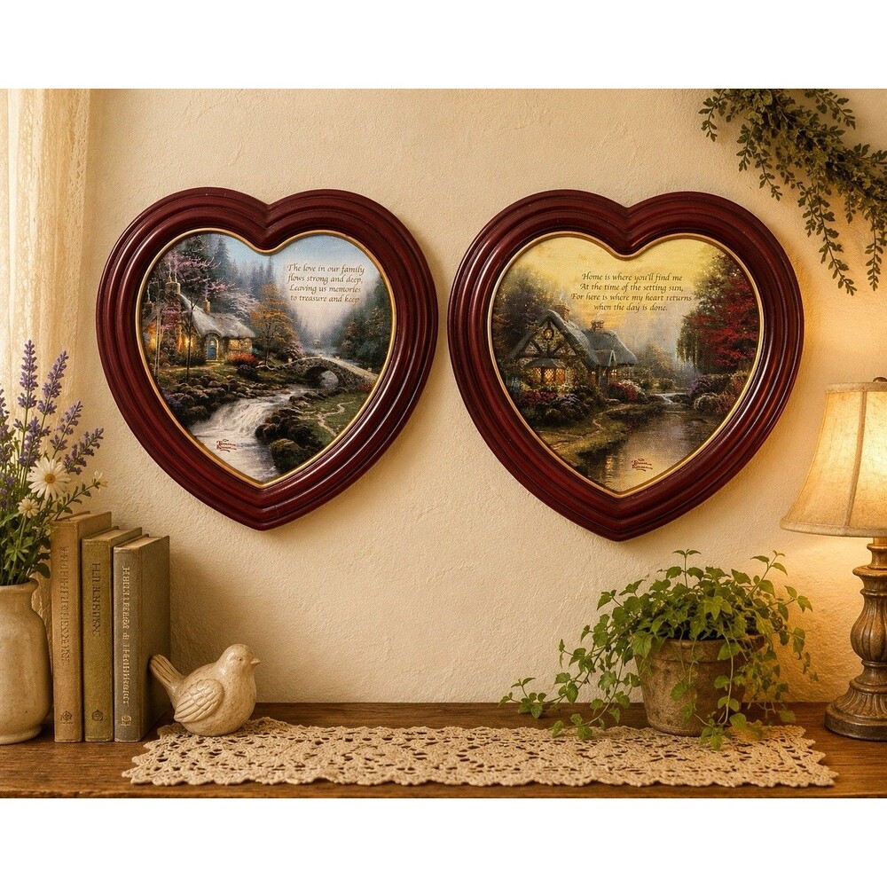 Thomas Kinkade Bradford Exchange Heart Framed Canvas Prints Home Decor Set of 2